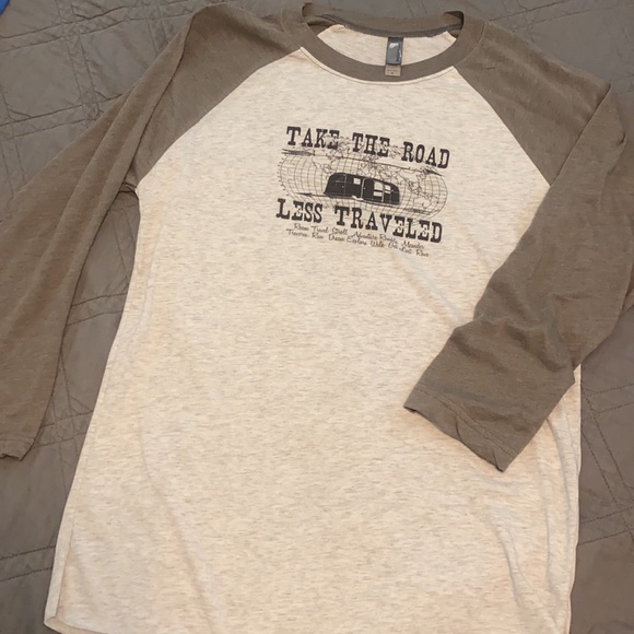 Next Level tee small take the road less traveled gray 3/4 sleeve T-shirt RV - Picture 2 of 9